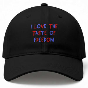 I Love The Taste Of Freedom Americana Matching Couple Baseball Cap Funny Patriotic Red White and Blue 4th of July