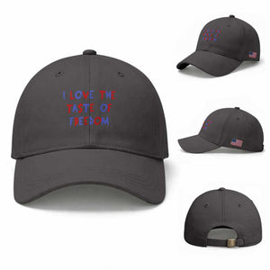 I Love The Taste Of Freedom Americana Matching Couple Baseball Cap Funny Patriotic Red White and Blue 4th of July