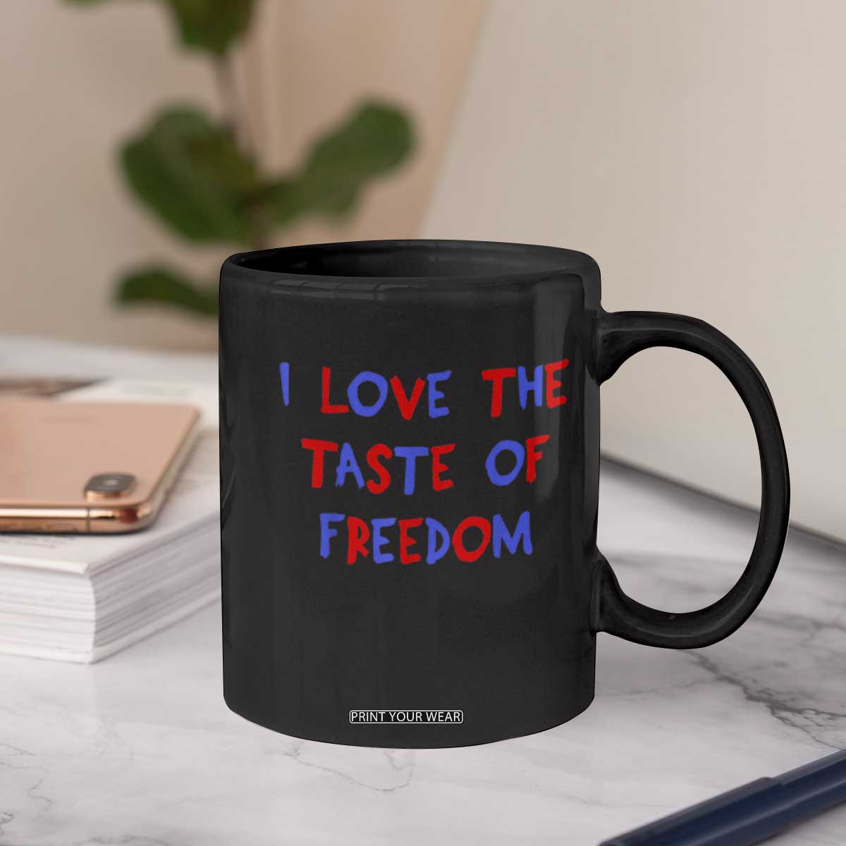I Love The Taste Of Freedom Americana Matching Couple Coffee Mug Funny Patriotic Red White and Blue 4th of July