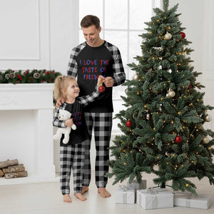 I Love The Taste Of Freedom Americana Matching Couple Plaid Pajama Set Funny Patriotic Red White and Blue 4th of July