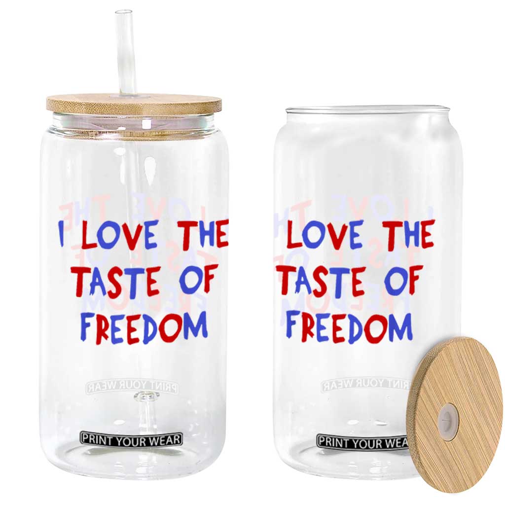 I Love The Taste Of Freedom Americana Matching Couple Glass Can Funny Patriotic Red White and Blue 4th of July TS02 Print Your Wear