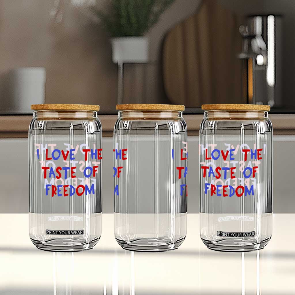 I Love The Taste Of Freedom Americana Matching Couple Glass Can Funny Patriotic Red White and Blue 4th of July TS02 Print Your Wear
