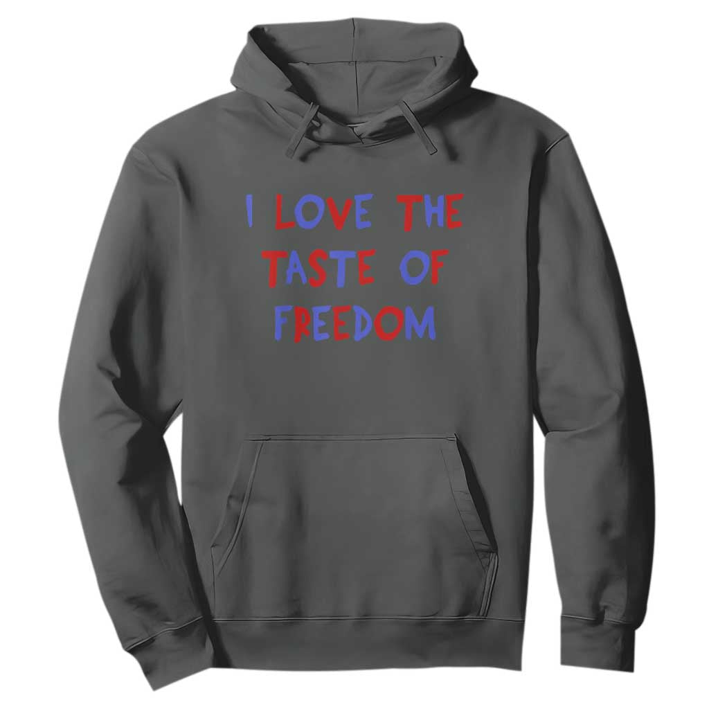 I Love The Taste Of Freedom Americana Matching Couple Hoodie Funny Patriotic Red White and Blue 4th of July TS02 Dark Heather Print Your Wear