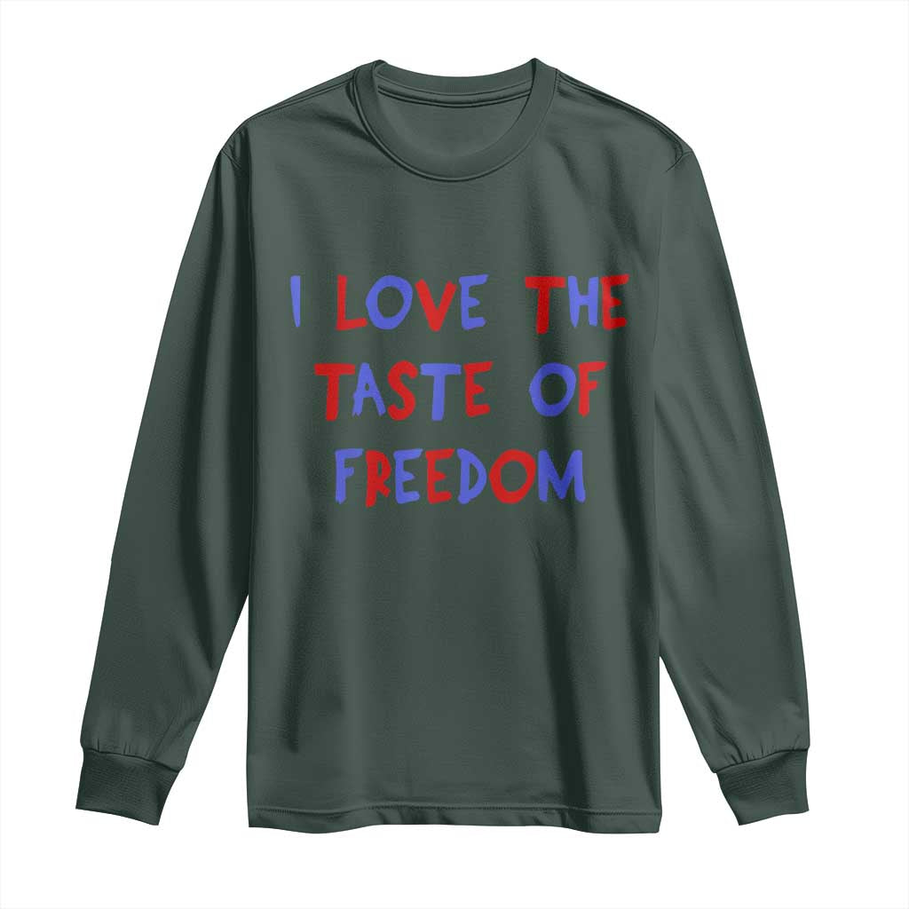 I Love The Taste Of Freedom Americana Matching Couple Long Sleeve Shirt Funny Patriotic Red White and Blue 4th of July