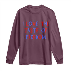 I Love The Taste Of Freedom Americana Matching Couple Long Sleeve Shirt Funny Patriotic Red White and Blue 4th of July