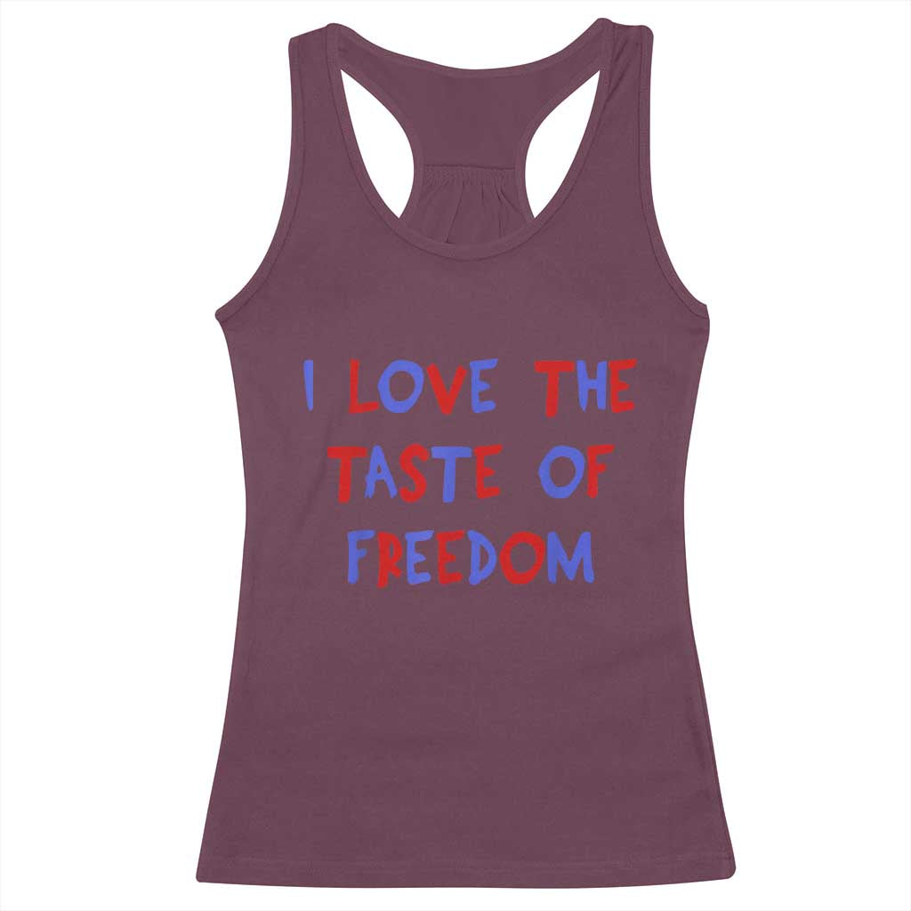 I Love The Taste Of Freedom Americana Matching Couple Racerback Tank Top Funny Patriotic Red White and Blue 4th of July