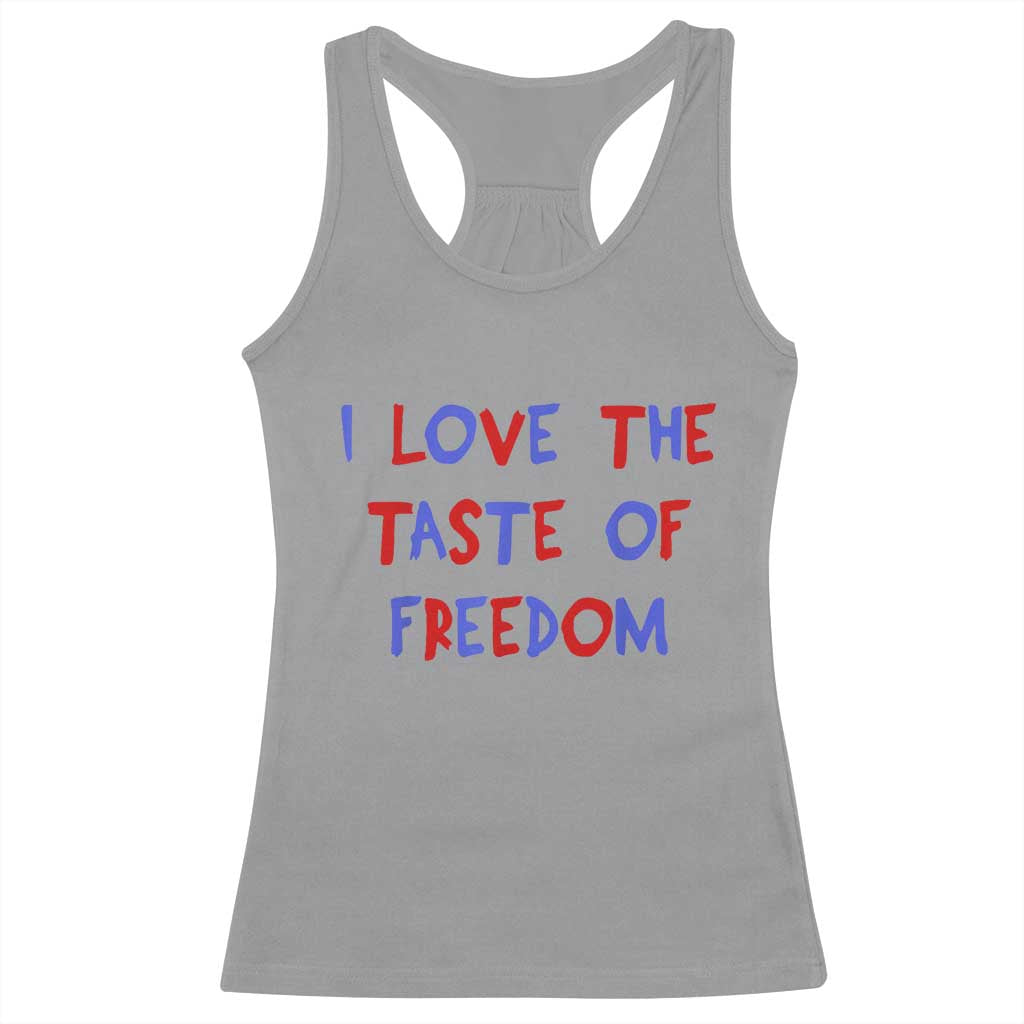I Love The Taste Of Freedom Americana Matching Couple Racerback Tank Top Funny Patriotic Red White and Blue 4th of July