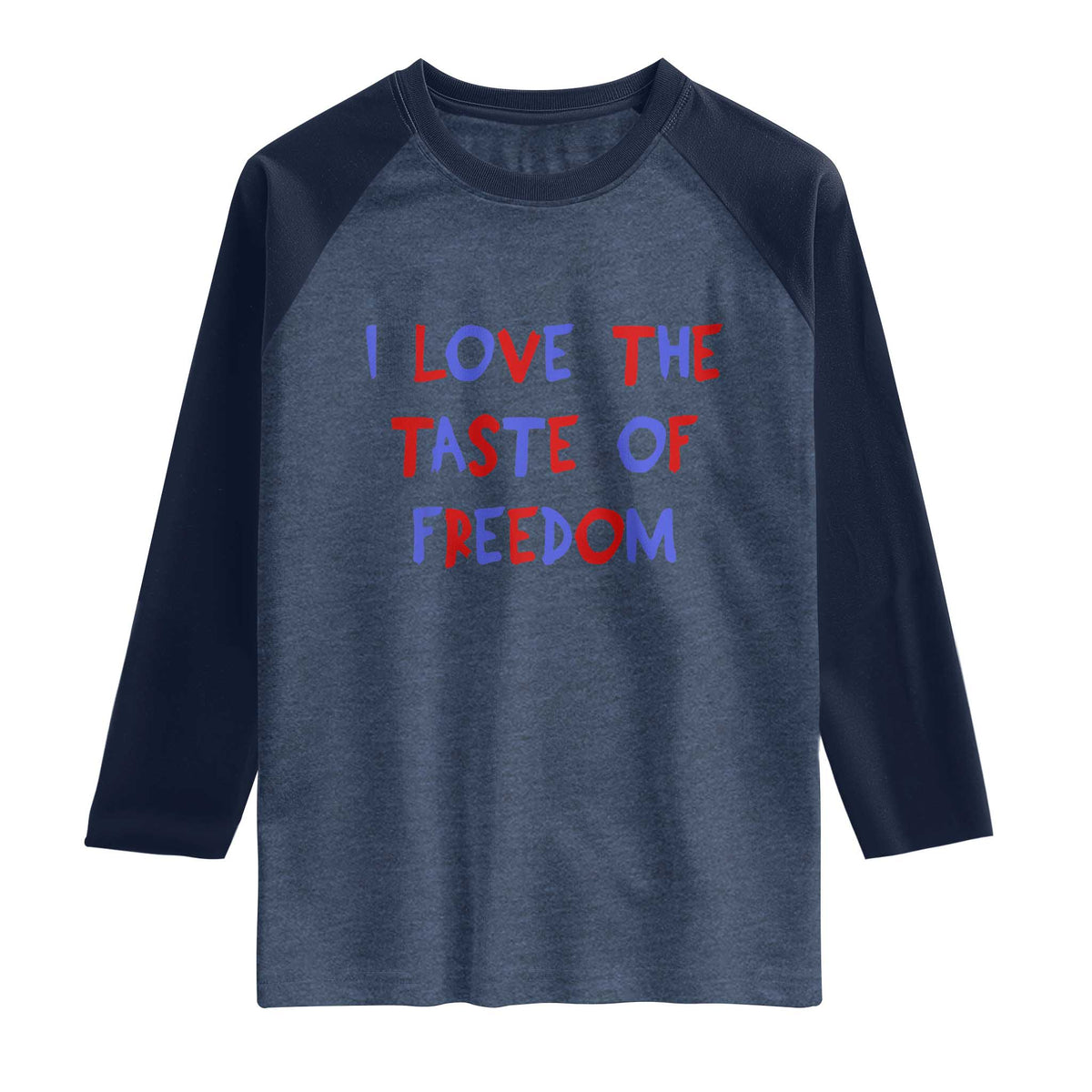 I Love The Taste Of Freedom Americana Matching Couple Raglan Shirt Funny Patriotic Red White and Blue 4th of July