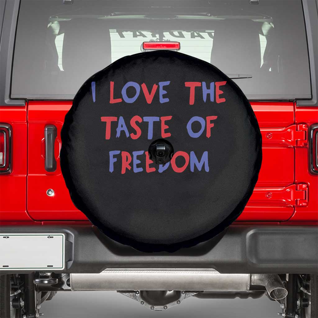 I Love The Taste Of Freedom Americana Matching Couple Spare Tire Cover Funny Patriotic Red White and Blue 4th of July TS02 Black Print Your Wear