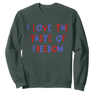 I Love The Taste Of Freedom Americana Matching Couple Sweatshirt Funny Patriotic Red White and Blue 4th of July