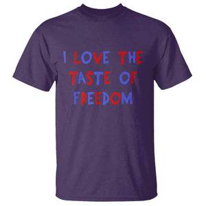 I Love The Taste Of Freedom Americana Matching Couple T Shirt Funny Patriotic Red White and Blue 4th of July