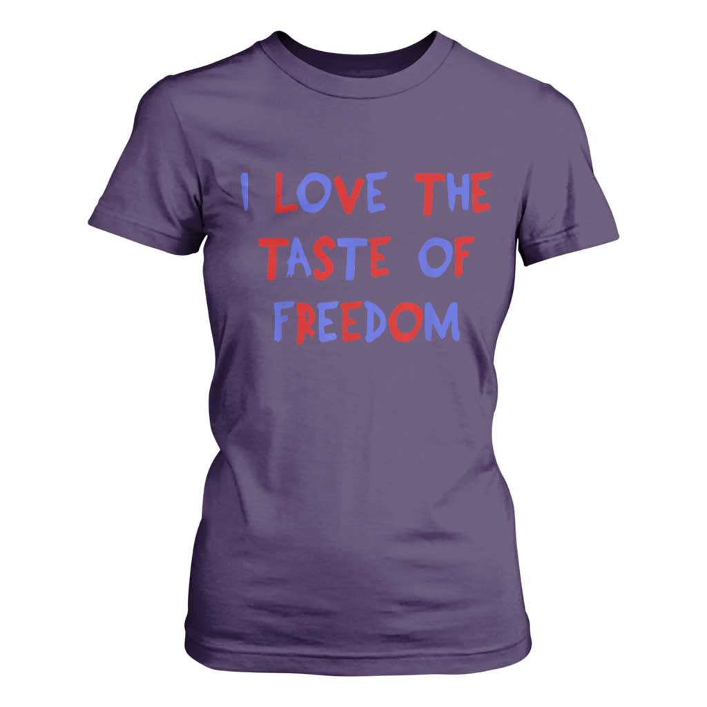 I Love The Taste Of Freedom Americana Matching Couple T Shirt For Women Funny Patriotic Red White and Blue 4th of July TS02 Purple Print Your Wear