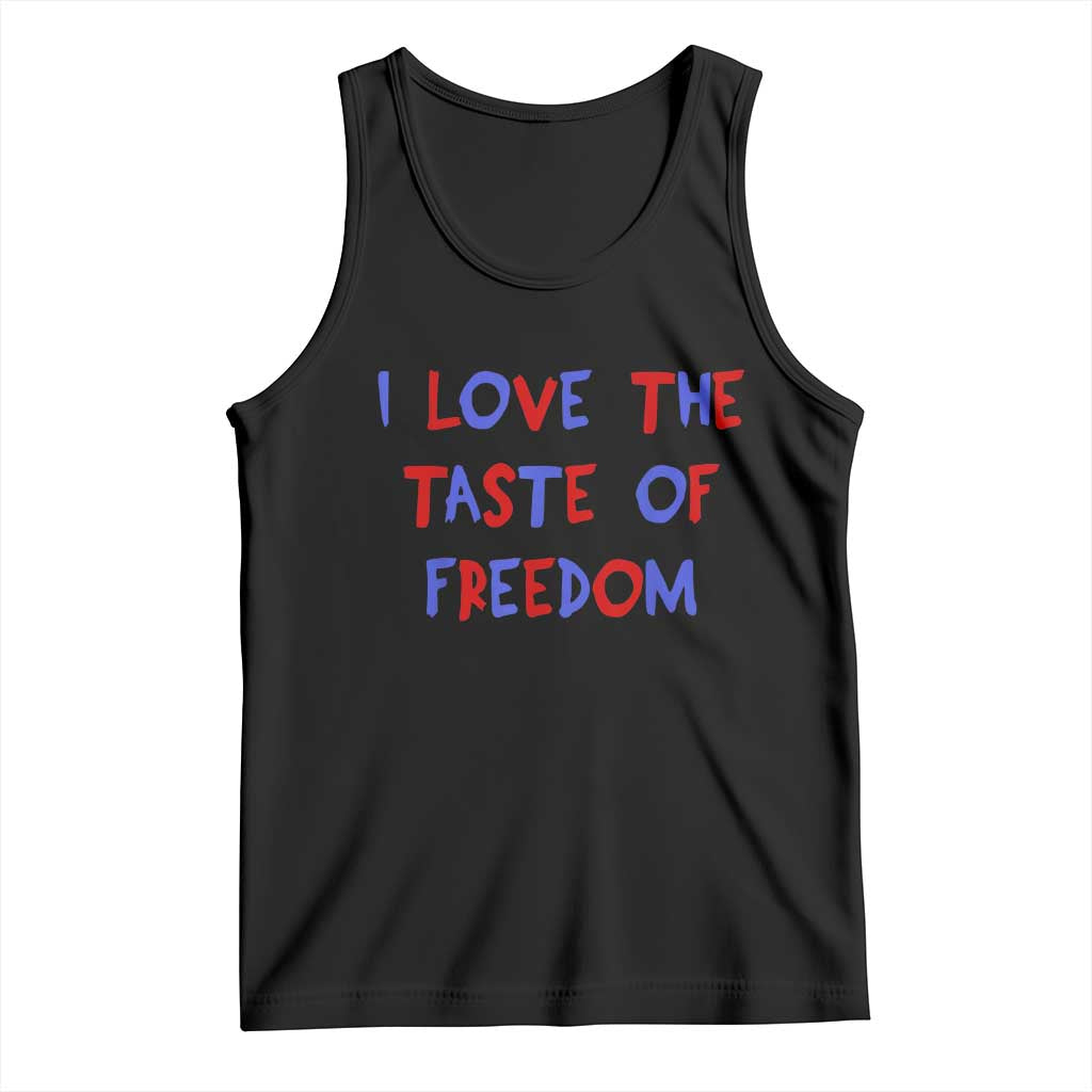 I Love The Taste Of Freedom Americana Matching Couple Tank Top Funny Patriotic Red White and Blue 4th of July