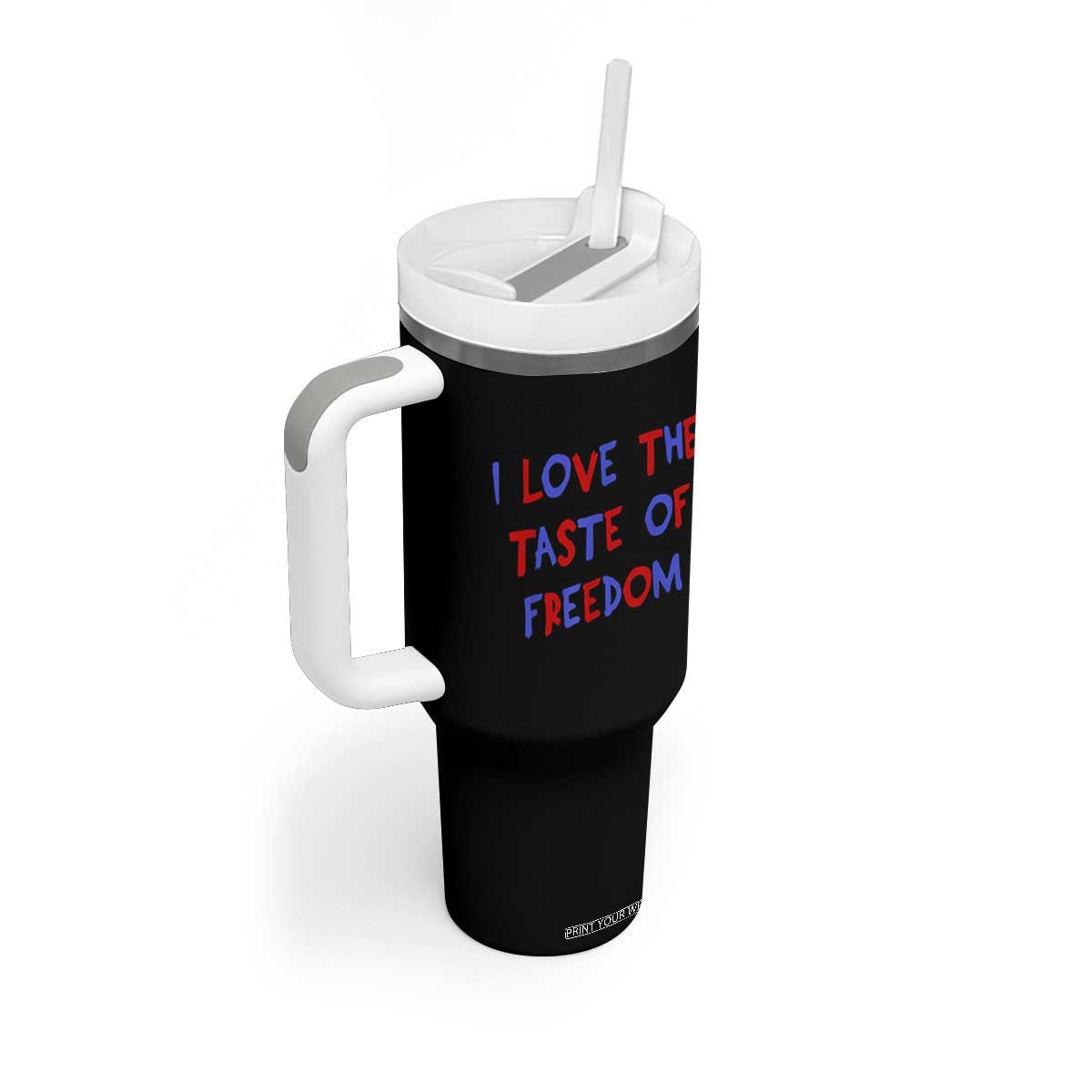 I Love The Taste Of Freedom Americana Matching Couple Tumbler With Handle Funny Patriotic Red White and Blue 4th of July TS02 Print Your Wear