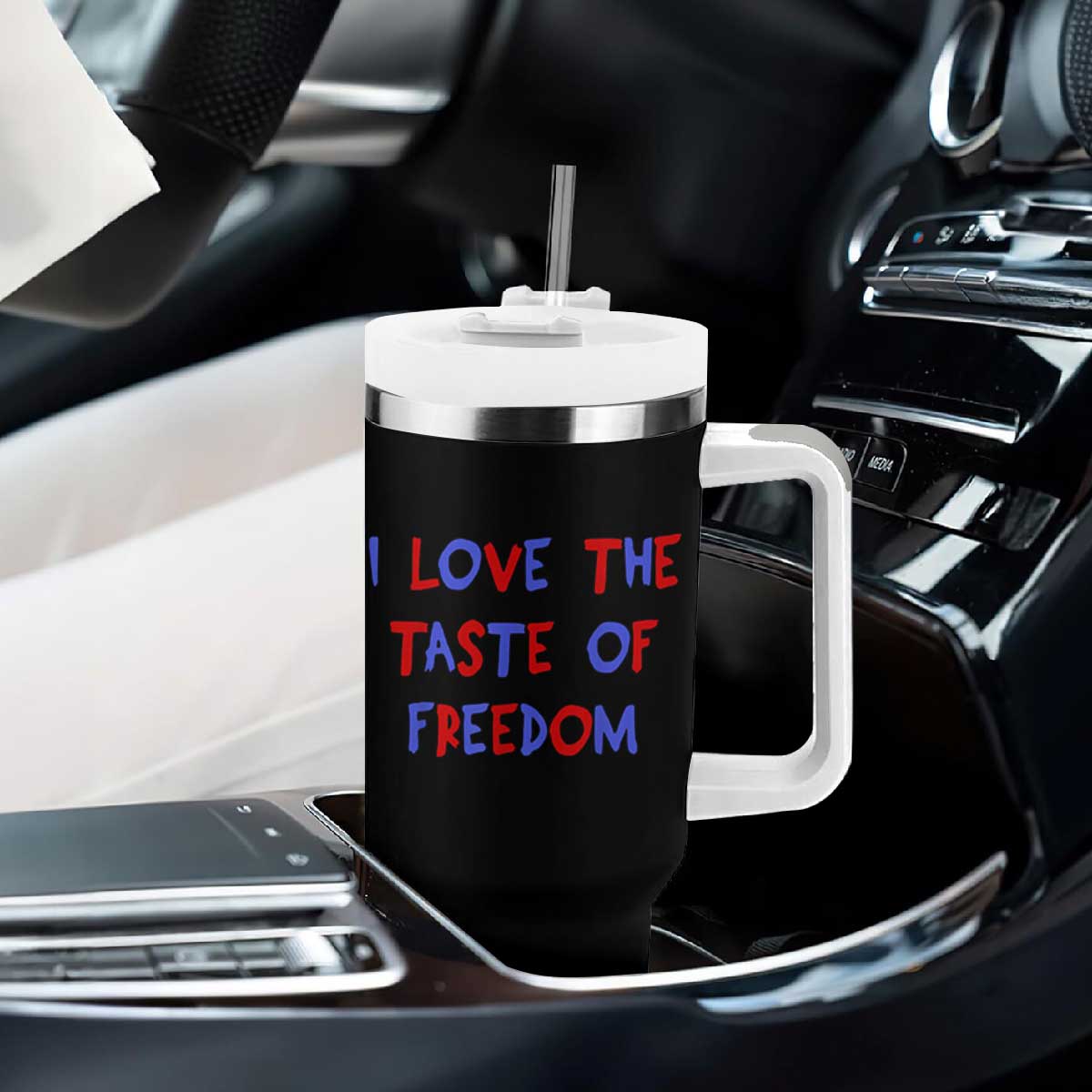 I Love The Taste Of Freedom Americana Matching Couple Tumbler With Handle Funny Patriotic Red White and Blue 4th of July TS02 Print Your Wear