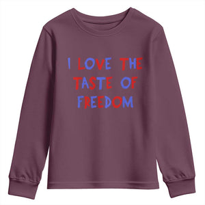 I Love The Taste Of Freedom Americana Matching Couple Youth Sweatshirt Funny Patriotic Red White and Blue 4th of July