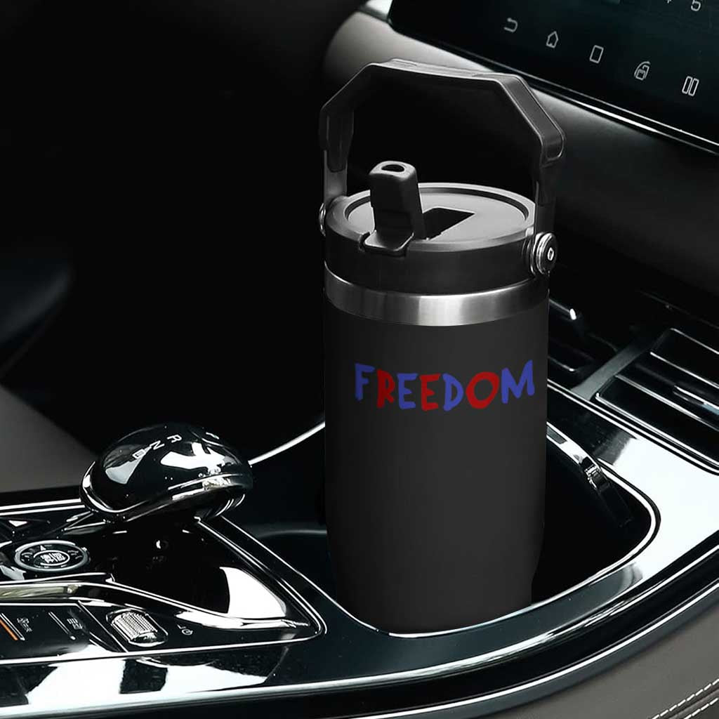I'm Freedom Americana Matching Couple Flip Straw Tumbler Funny Patriotic Red White and Blue 4th of July TS02 Print Your Wear