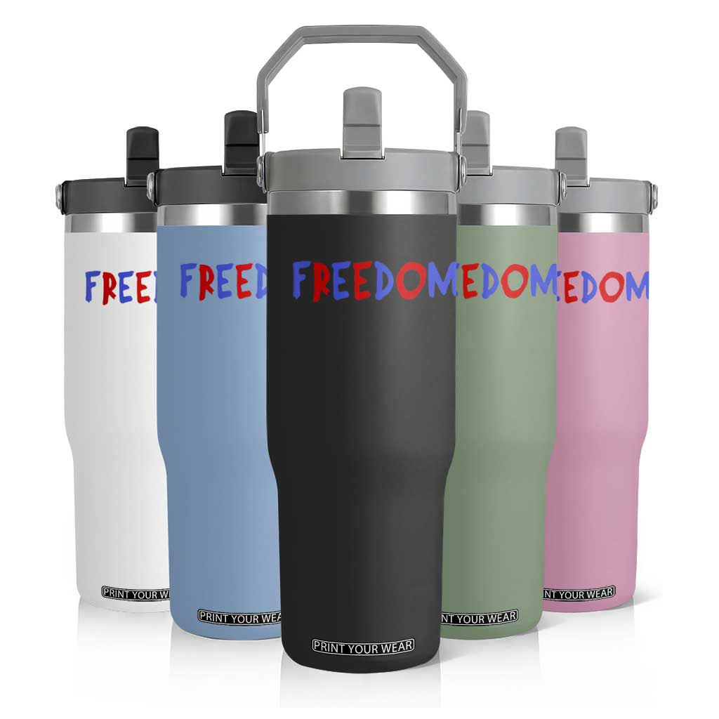 I'm Freedom Americana Matching Couple Flip Straw Tumbler Funny Patriotic Red White and Blue 4th of July TS02 Print Your Wear
