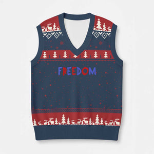 I'm Freedom Americana Matching Couple V-Neck Knit Sweater Vest Funny Patriotic Red White and Blue 4th of July