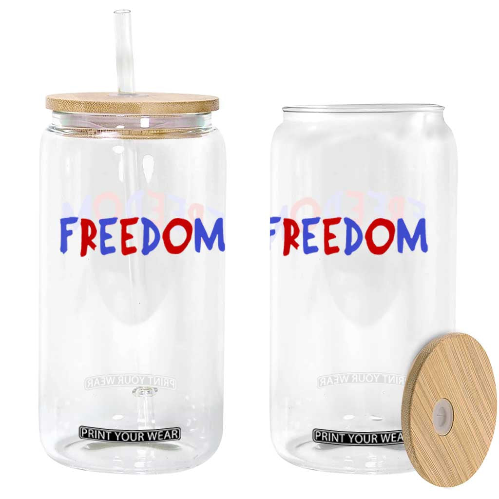 I'm Freedom Americana Matching Couple Glass Can Funny Patriotic Red White and Blue 4th of July