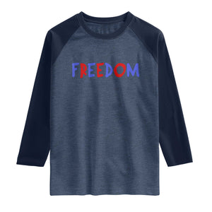 I'm Freedom Americana Matching Couple Raglan Shirt Funny Patriotic Red White and Blue 4th of July TS02 Heather Denim Navy Print Your Wear