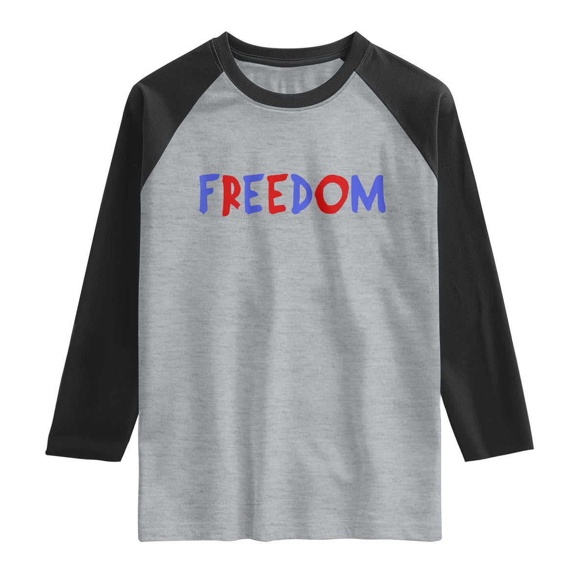 I'm Freedom Americana Matching Couple Raglan Shirt Funny Patriotic Red White and Blue 4th of July TS02 Heather Gray Black Print Your Wear