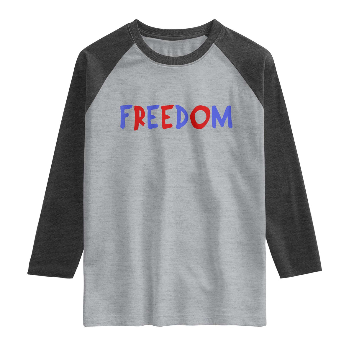 I'm Freedom Americana Matching Couple Raglan Shirt Funny Patriotic Red White and Blue 4th of July TS02 Heather Gray Heather Charcoal Print Your Wear