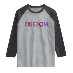 I'm Freedom Americana Matching Couple Raglan Shirt Funny Patriotic Red White and Blue 4th of July TS02 Heather Gray Heather Charcoal Print Your Wear
