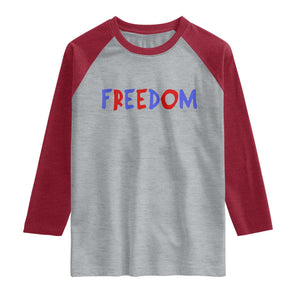 I'm Freedom Americana Matching Couple Raglan Shirt Funny Patriotic Red White and Blue 4th of July TS02 Heather Gray Heather Red Print Your Wear
