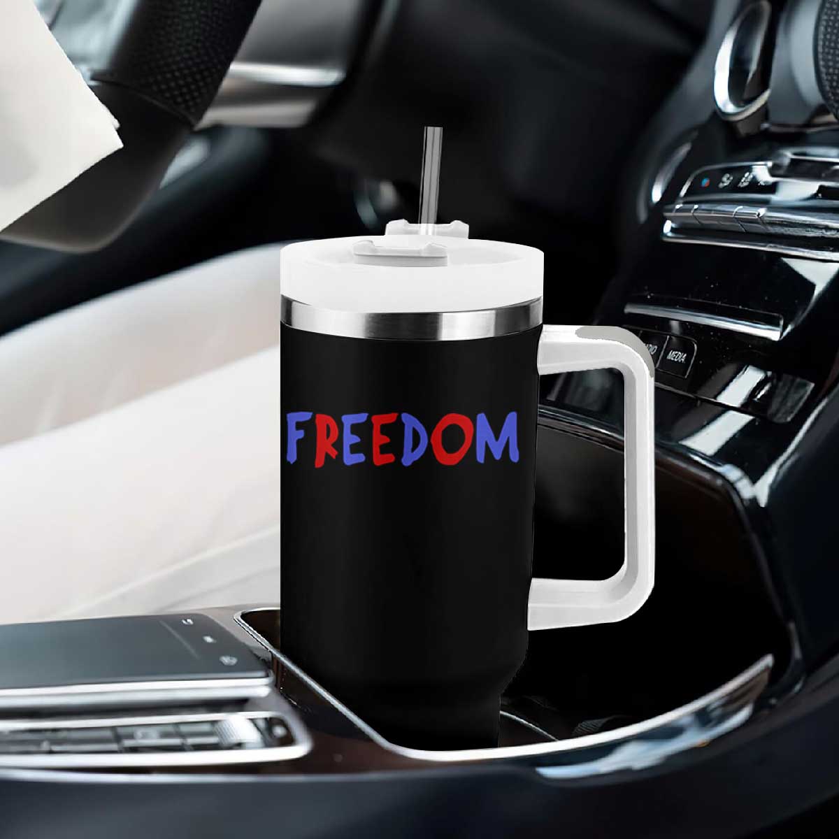 I'm Freedom Americana Matching Couple Tumbler With Handle Funny Patriotic Red White and Blue 4th of July
