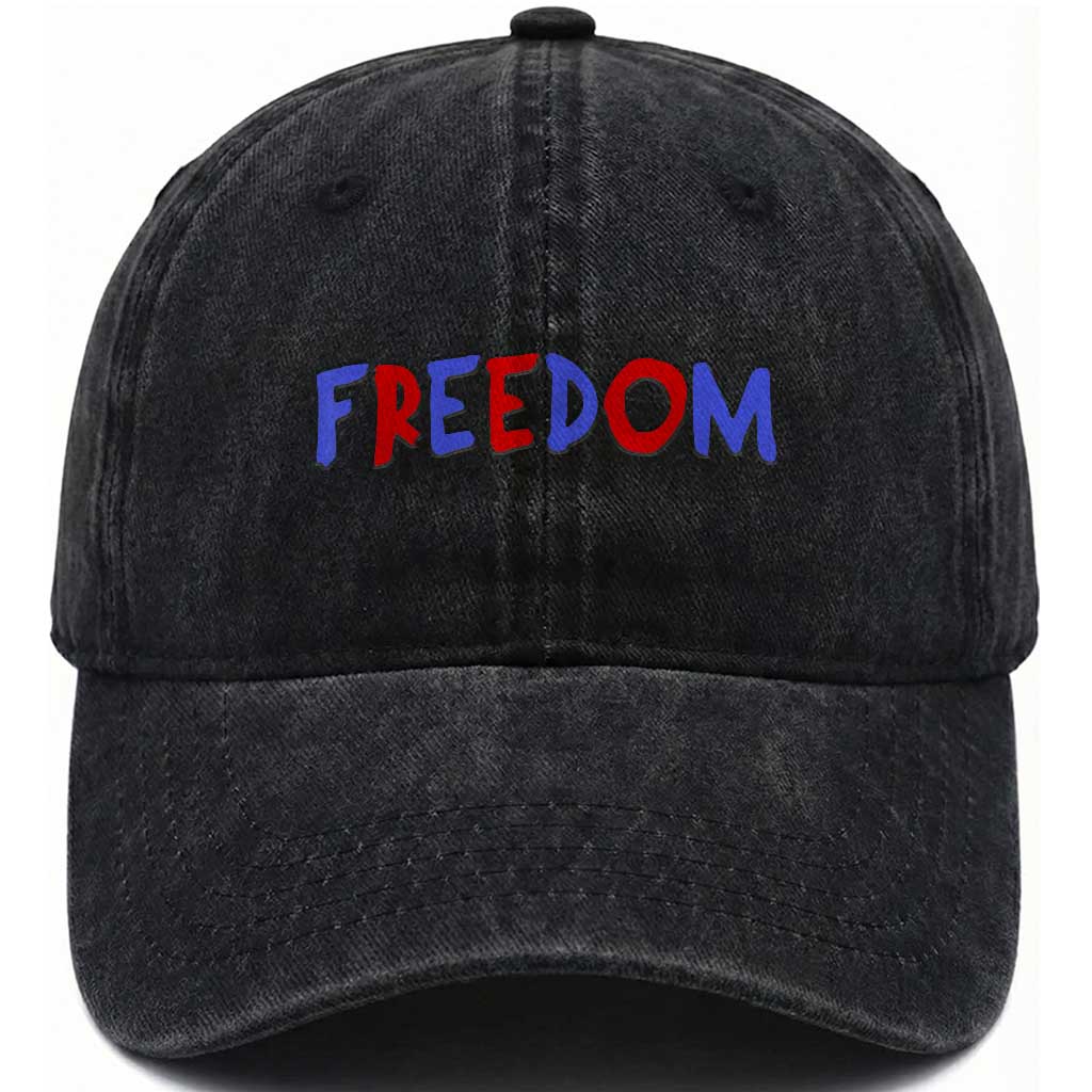 I'm Freedom Americana Matching Couple Washed Cotton Baseball Cap Funny Patriotic Red White and Blue 4th of July