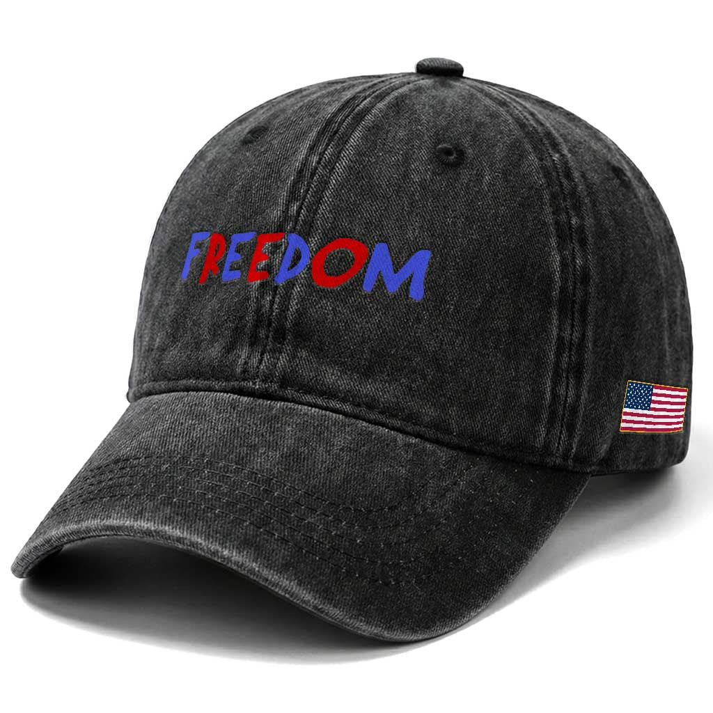 I'm Freedom Americana Matching Couple Washed Cotton Baseball Cap Funny Patriotic Red White and Blue 4th of July