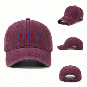 I'm Freedom Americana Matching Couple Washed Cotton Baseball Cap Funny Patriotic Red White and Blue 4th of July