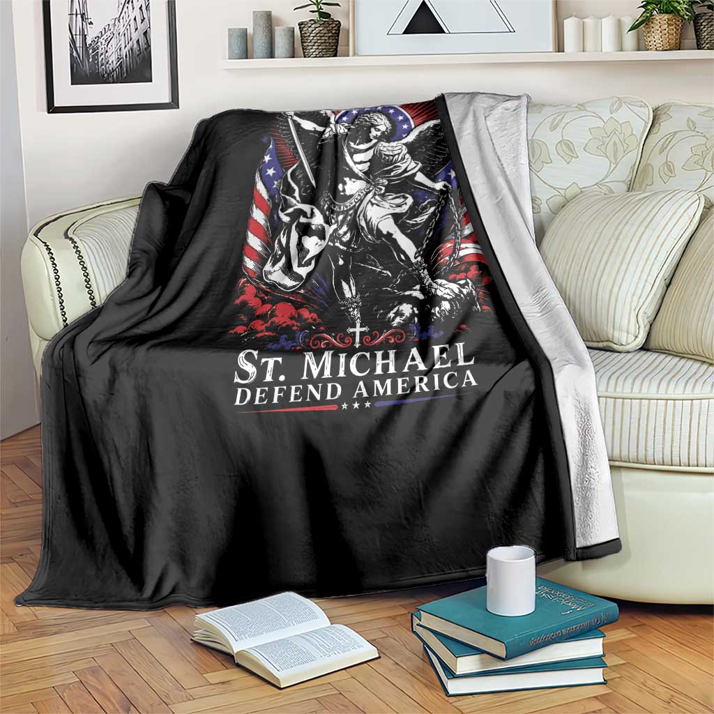 St Michael Defend America Archangel Graphic Throw Blanket Christian Faith Patriotic