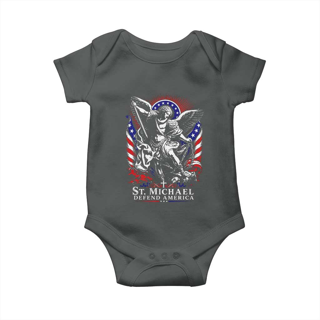 St Michael Defend America Archangel Graphic Baby Onesie Christian Faith Patriotic