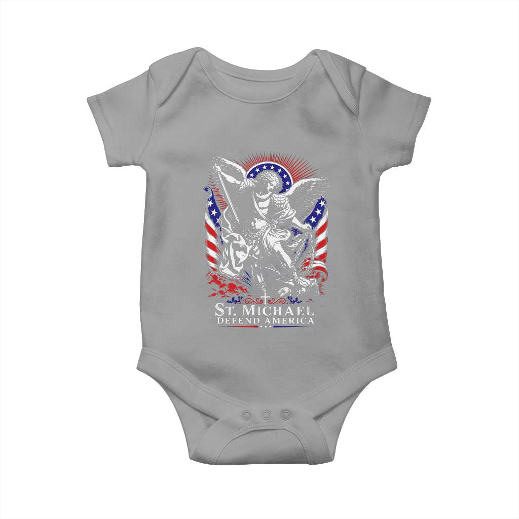 St Michael Defend America Archangel Graphic Baby Onesie Christian Faith Patriotic