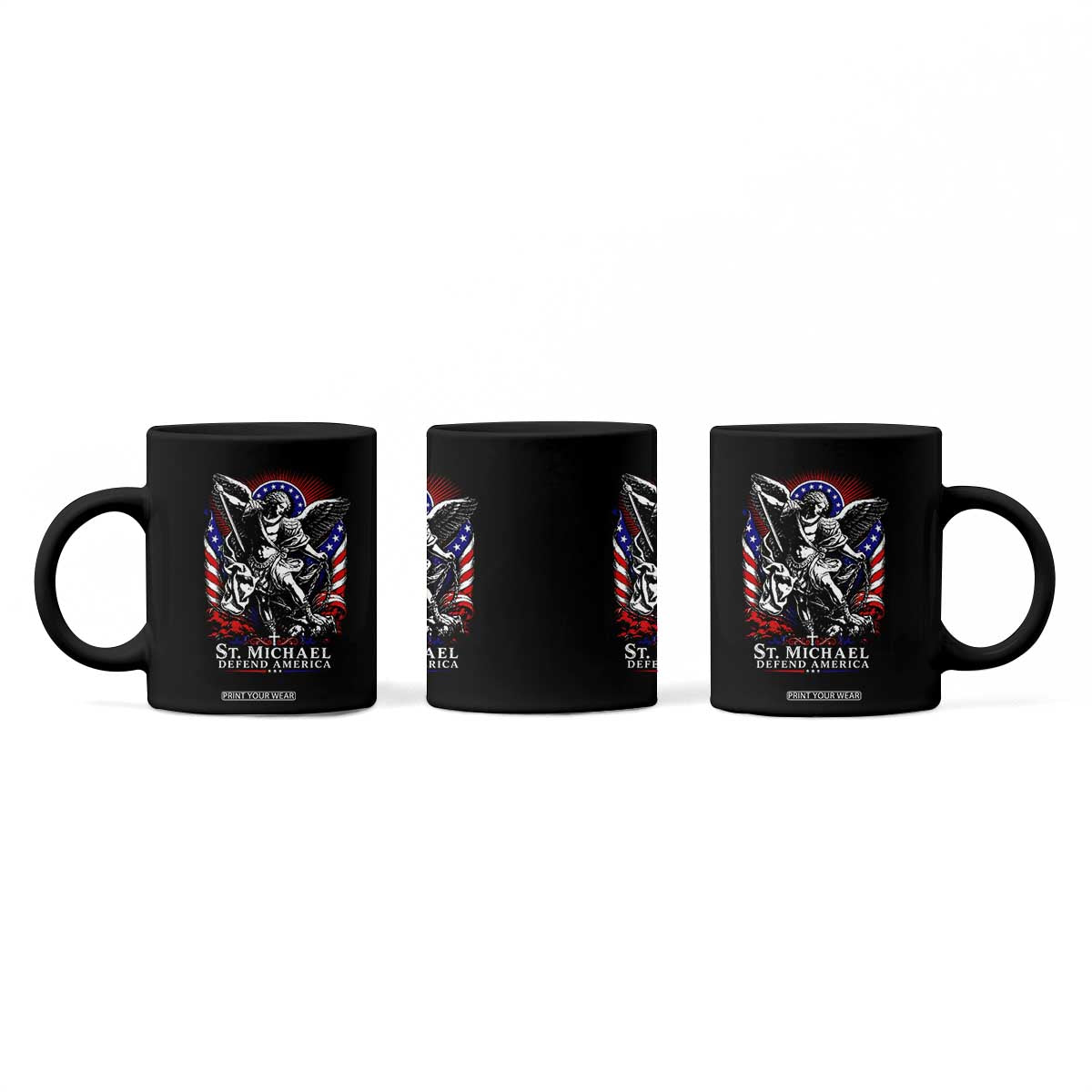 St Michael Defend America Archangel Graphic Coffee Mug Christian Faith Patriotic