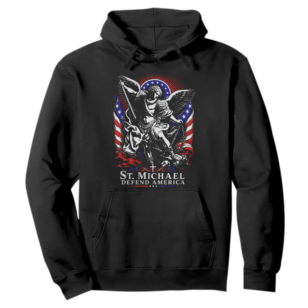 St Michael Defend America Archangel Graphic Hoodie Christian Faith Patriotic