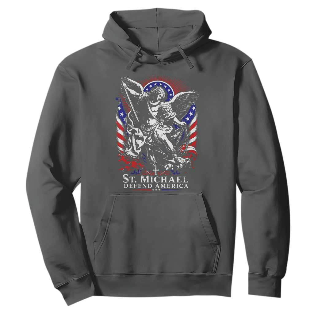 St Michael Defend America Archangel Graphic Hoodie Christian Faith Patriotic