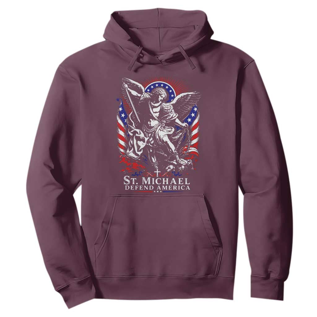 St Michael Defend America Archangel Graphic Hoodie Christian Faith Patriotic