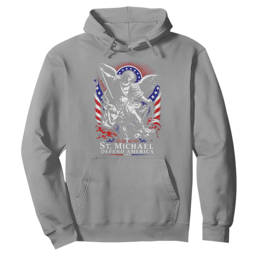 St Michael Defend America Archangel Graphic Hoodie Christian Faith Patriotic