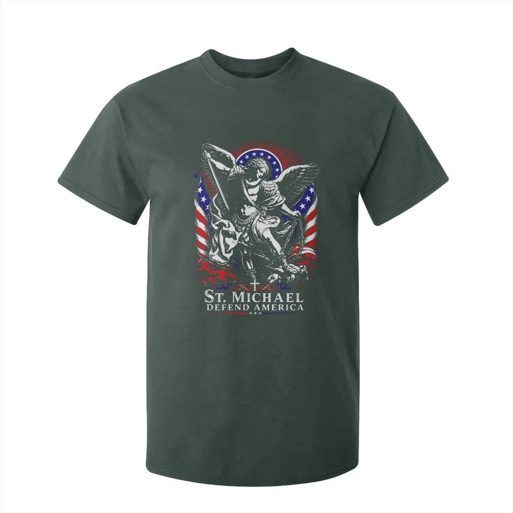 St Michael Defend America Archangel Graphic T Shirt For Kid Christian Faith Patriotic