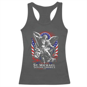 St Michael Defend America Archangel Graphic Racerback Tank Top Christian Faith Patriotic