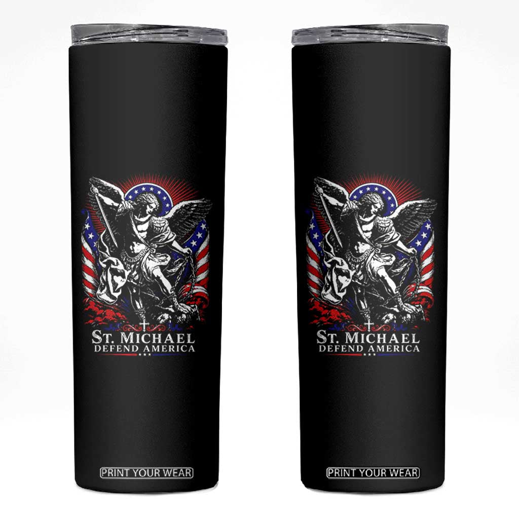 St Michael Defend America Archangel Graphic Skinny Tumbler Christian Faith Patriotic