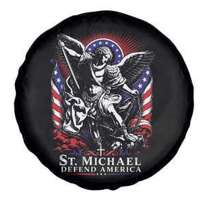 St Michael Defend America Archangel Graphic Spare Tire Cover Christian Faith Patriotic