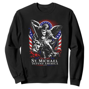 St Michael Defend America Archangel Graphic Sweatshirt Christian Faith Patriotic