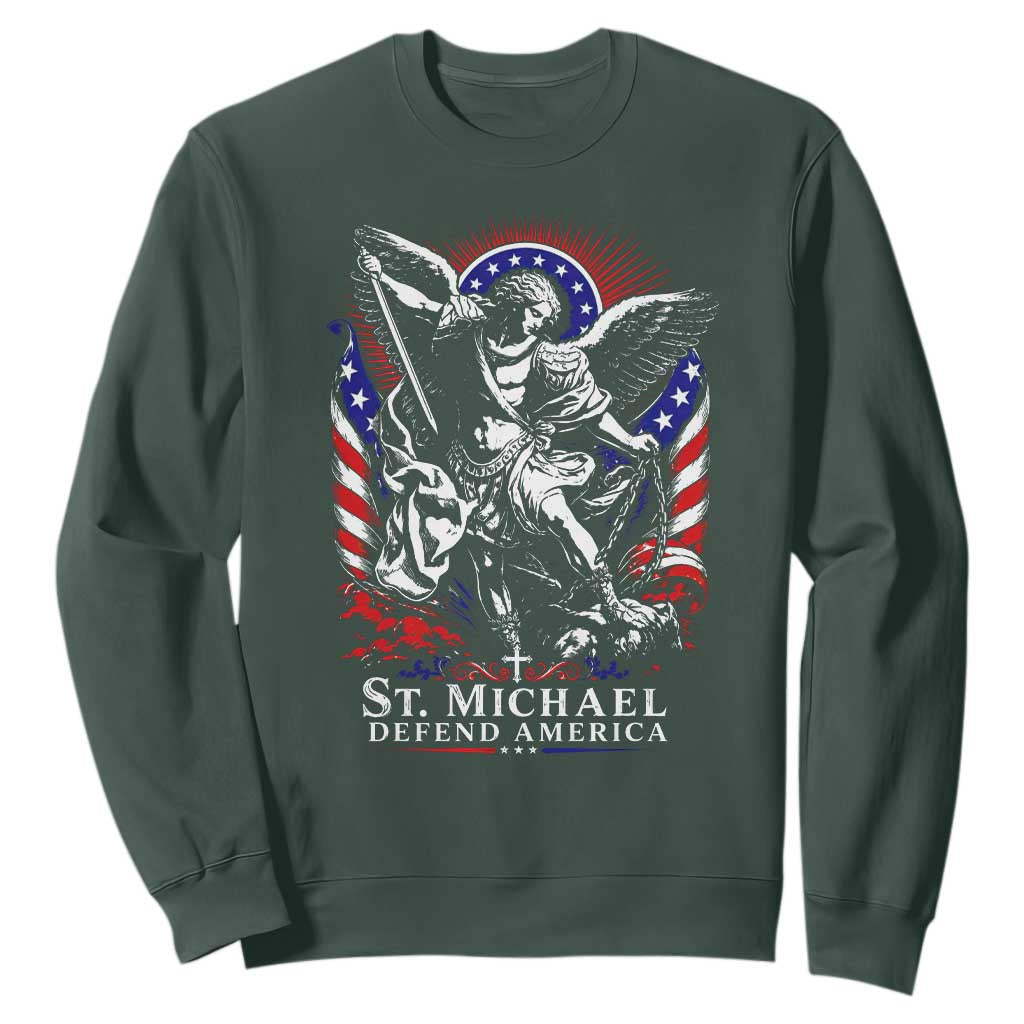 St Michael Defend America Archangel Graphic Sweatshirt Christian Faith Patriotic
