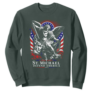 St Michael Defend America Archangel Graphic Sweatshirt Christian Faith Patriotic