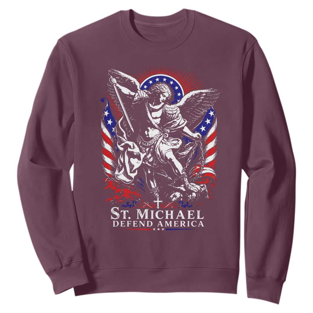 St Michael Defend America Archangel Graphic Sweatshirt Christian Faith Patriotic