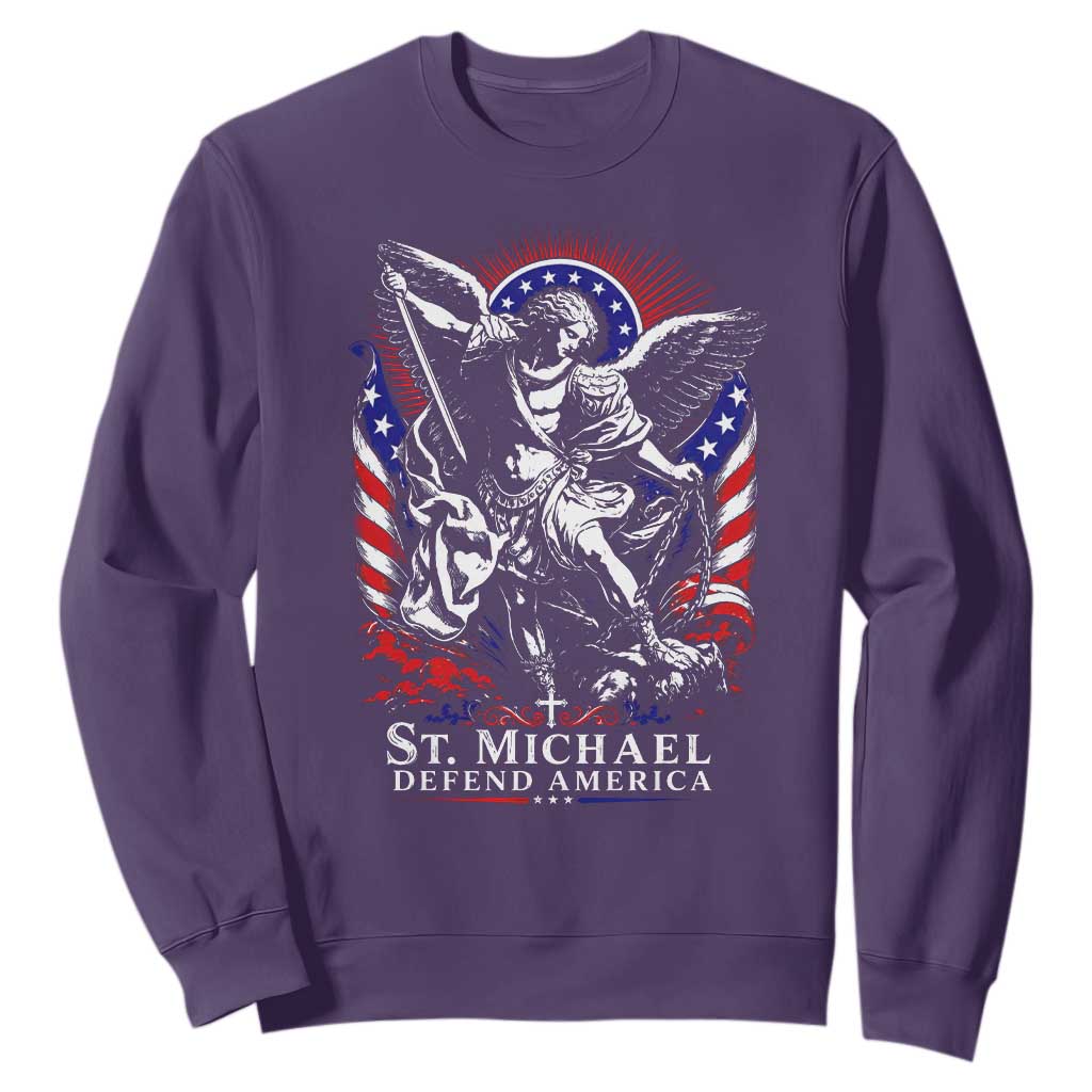 St Michael Defend America Archangel Graphic Sweatshirt Christian Faith Patriotic